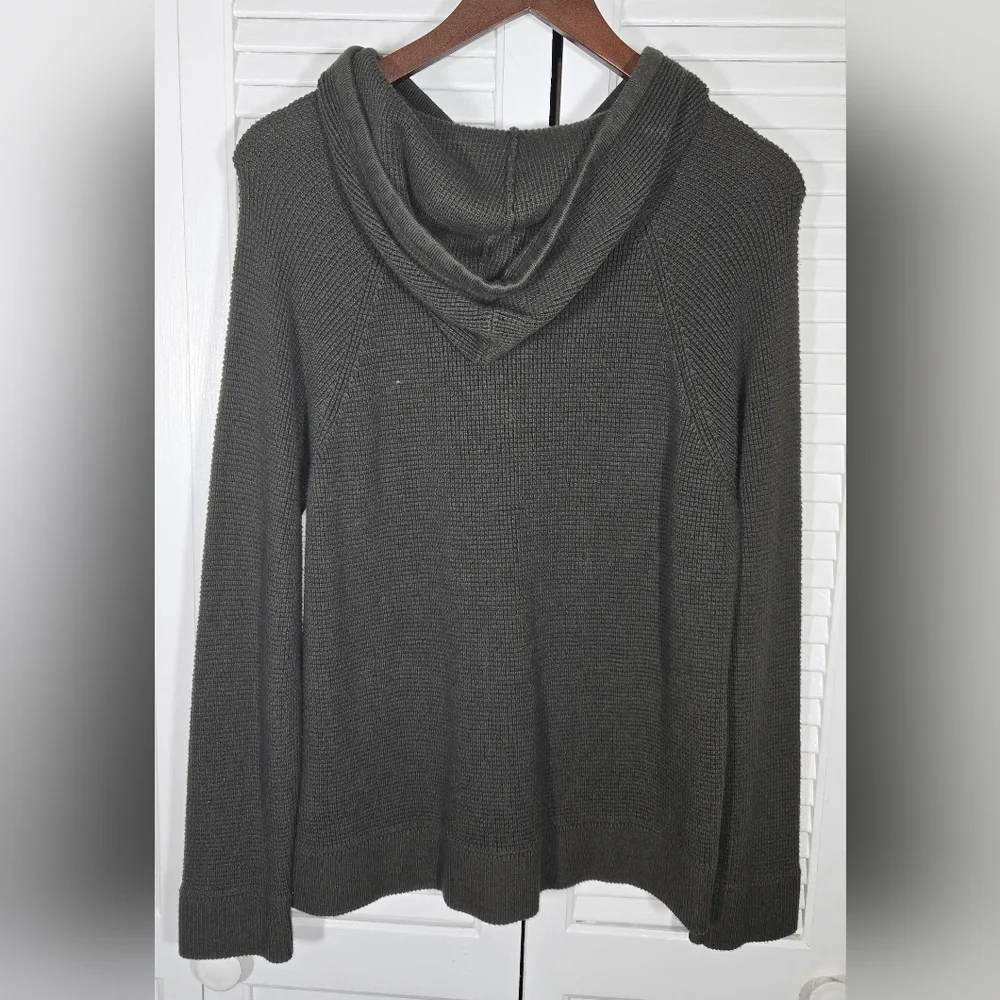 Michael Kors Waffle Weave Pullover Long Sleeve Olive Green Hoodie Sz XL